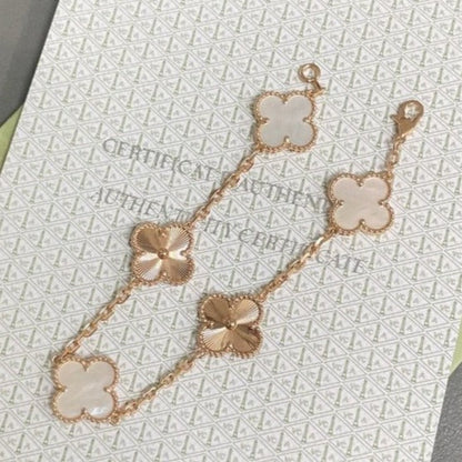 [Amore Jewelry]CLOVER BRACELET 5 MOTIF WHITE MOP PINK GOLD
