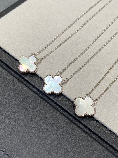 [Amore Jewelry]CLOVER MEDIUM SILVER WHITE MOP NECKLACE