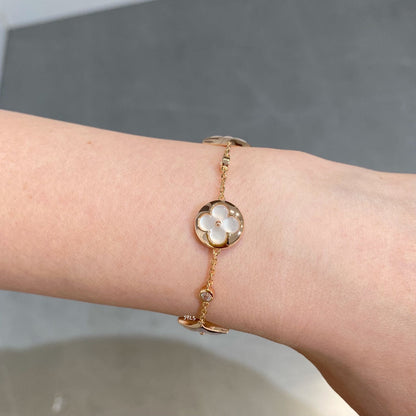 [Amore Jewelry]STAR AND SUN 4 MOTIF WHITE MOP PINK GOLD BRACELET