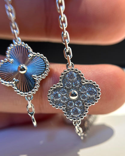 [Amore Jewelry]CLOVER 5 MOTIF SILVER DIAMOND BRACELET