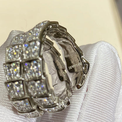 [Amore Jewelry]SERPENTI DOUBLE RING SILVER DIAMOND PAVED