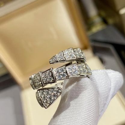 [Amore Jewelry]SERPENTI DOUBLE RING SILVER DIAMOND PAVED