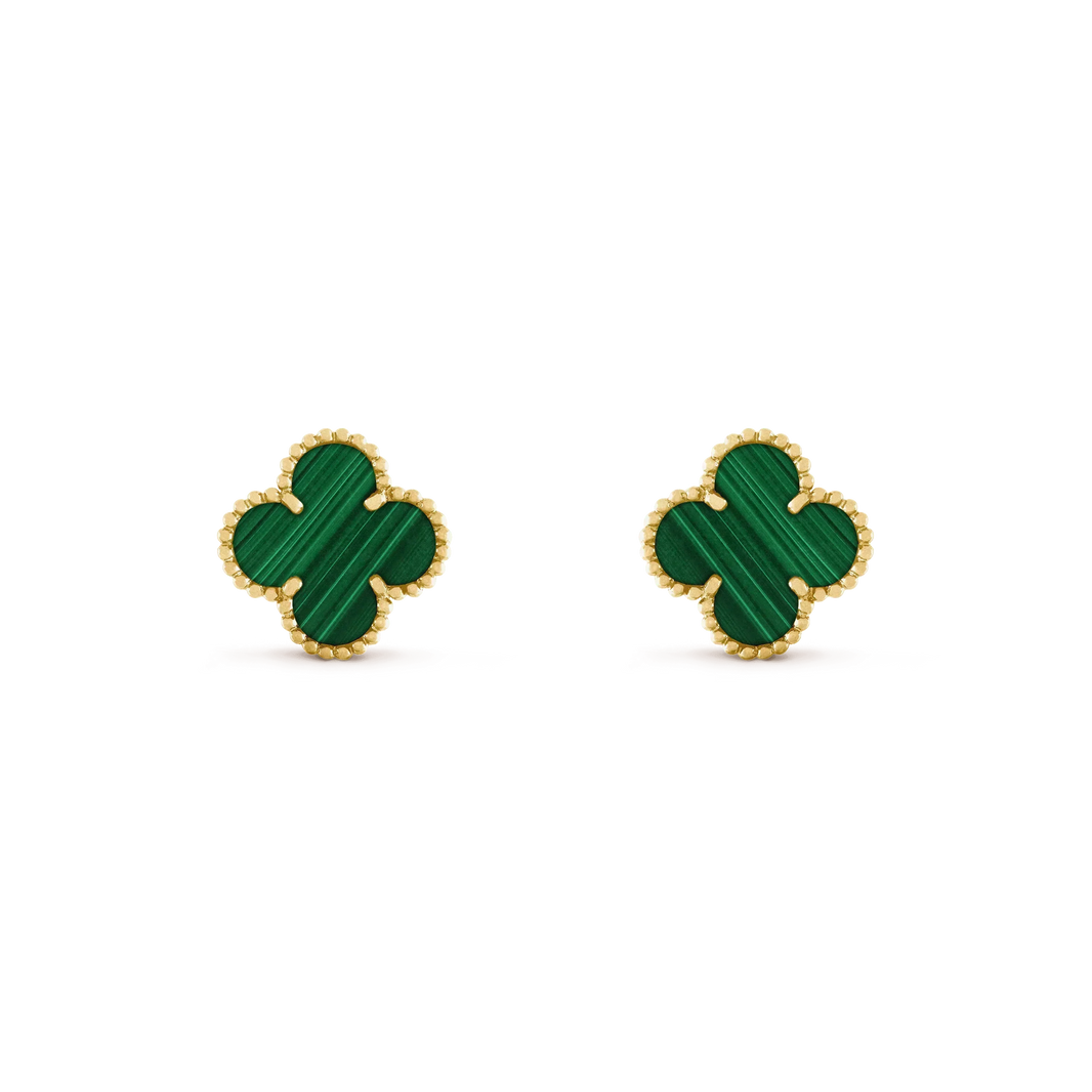 [Amore Jewelry]CLOVER MEDIUM 1 MOTIFS MALACHITE  EARRINGS