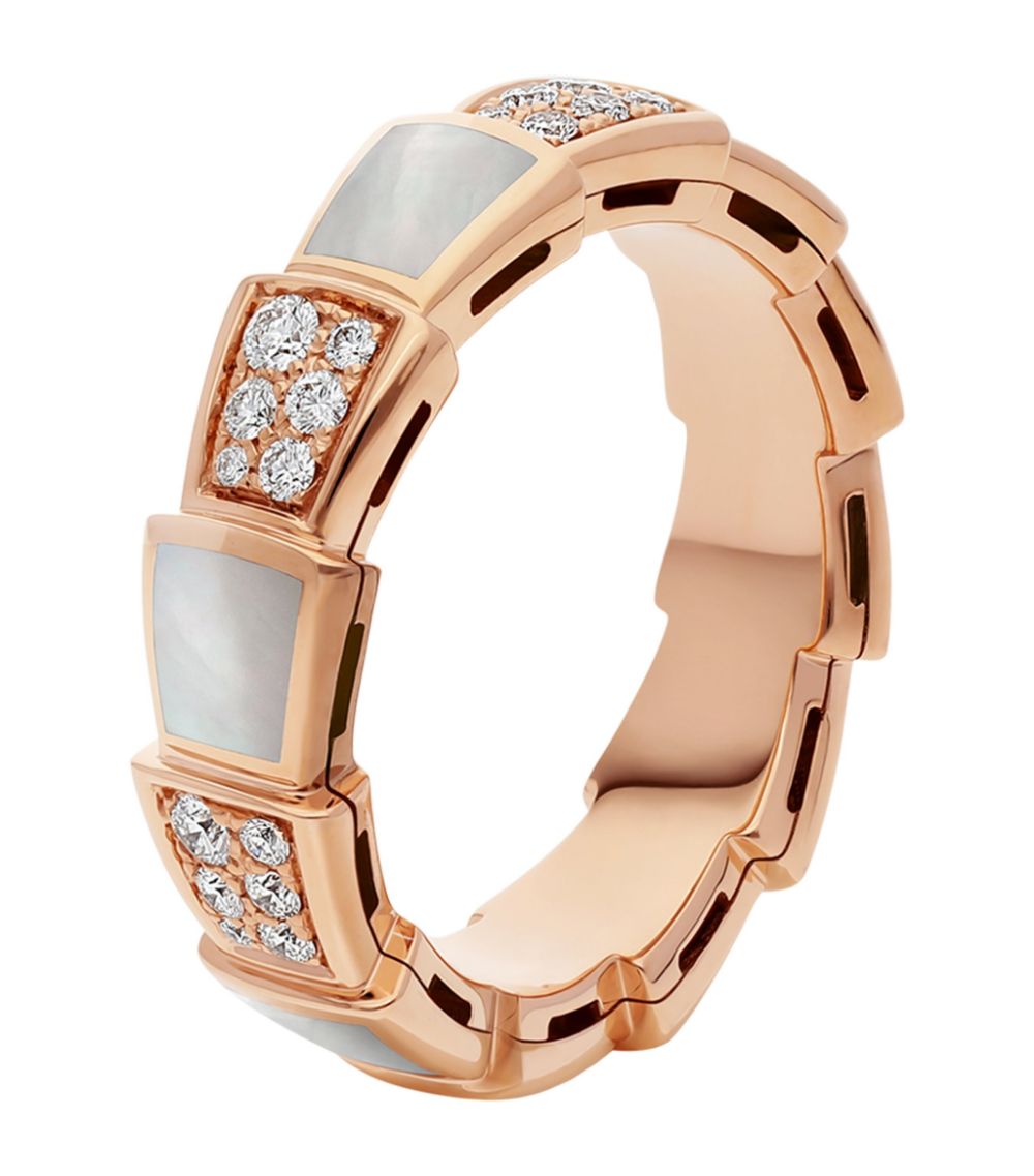 [Amore Jewelry]SERPENTI RING PINK GOLD MOP DIAMOND PAVED 4MM