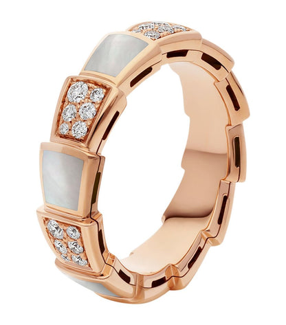 [Amore Jewelry]SERPENTI RING PINK GOLD MOP DIAMOND PAVED 4MM