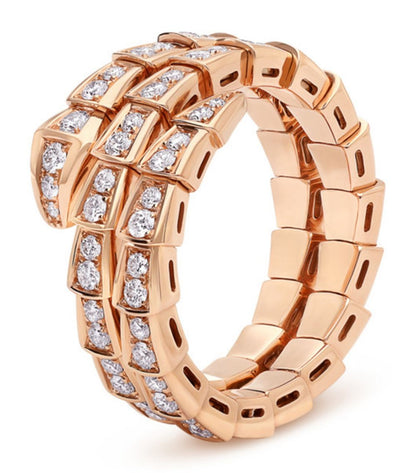 [Amore Jewelry]SERPENTI RING PINK GOLD DIAMOND DOUBLE ROW