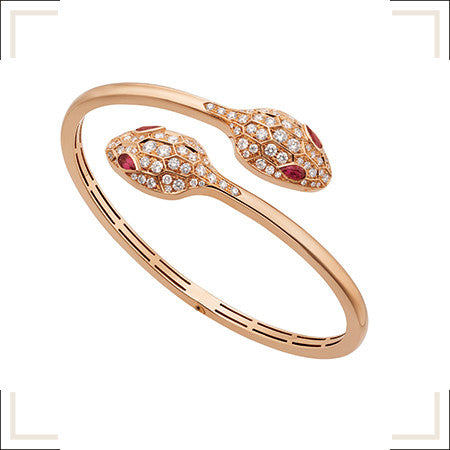 [Amore Jewelry]SERPENTI BRACELET PINK GOLD DIAMOND DOUBLE SNAKE