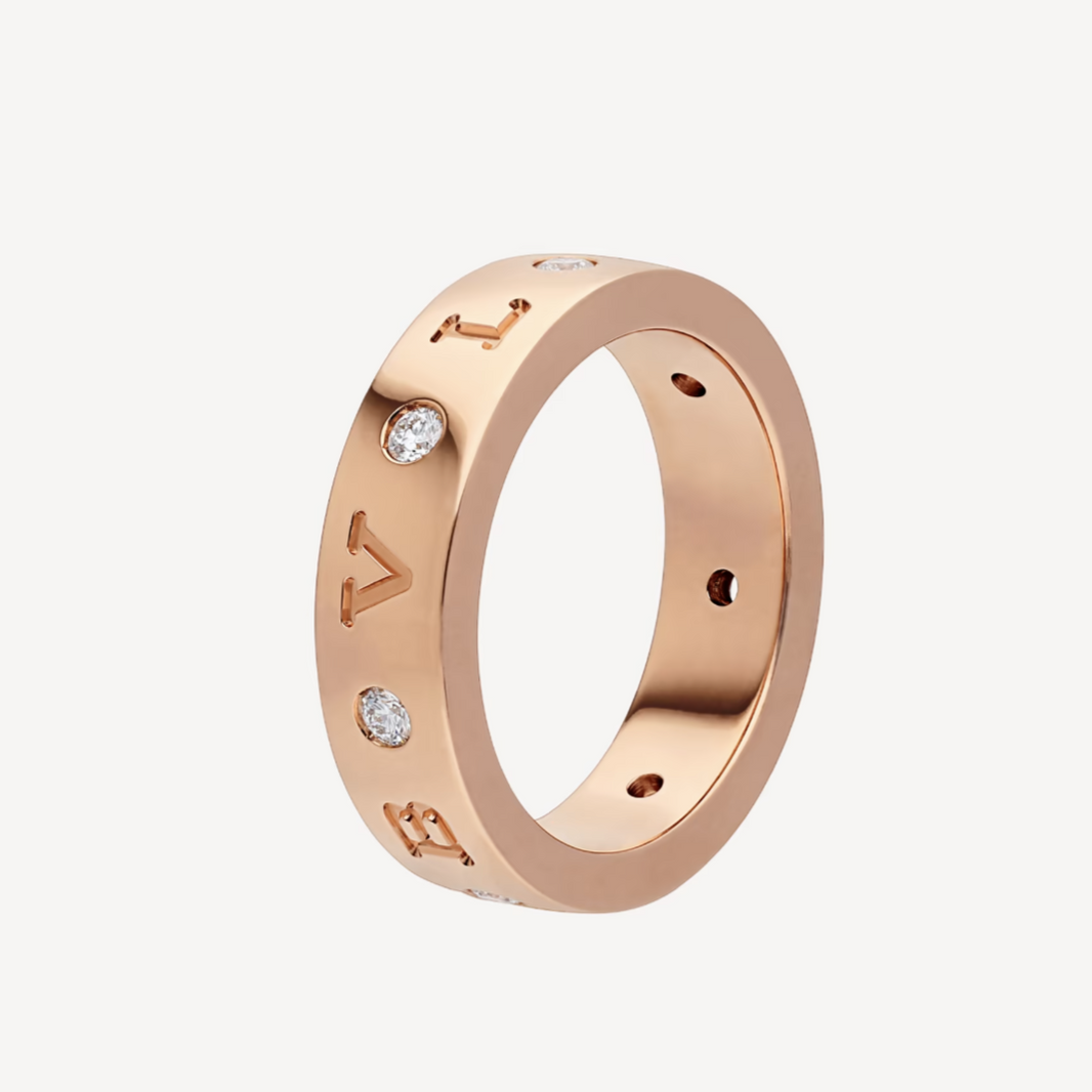 [Amore Jewelry]ZERO 1 ESSENTIAL PINK GOLD BAND WITH DIAMONDS RING