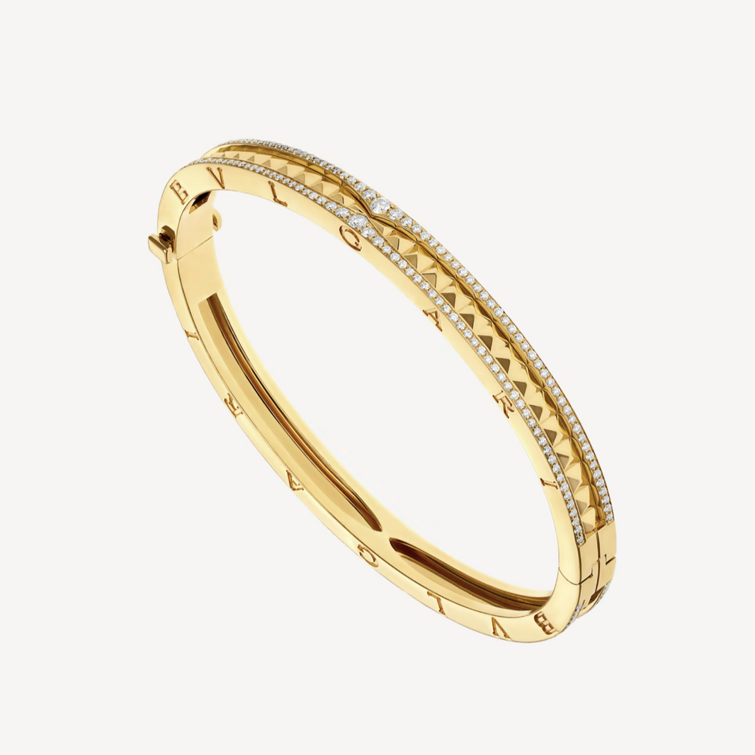 [Amore Jewelry]ZERO 1 SPIRAL AND PAVED DIAMOND GOLD BRACELET