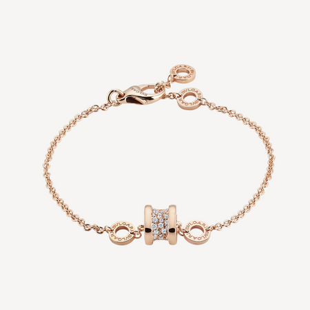 [Amore Jewelry]ZERO 1 SOFT PINK GOLD WITH PAVED DIAMONDS ON THE SPIRAL BRACELET
