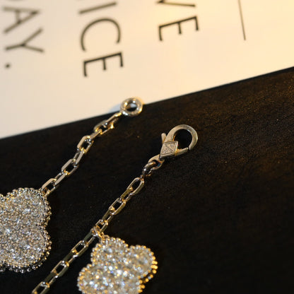 [Amore Jewelry]CLOVER BRACELET 5 MOTIF SILVER DIAMOND PAVED