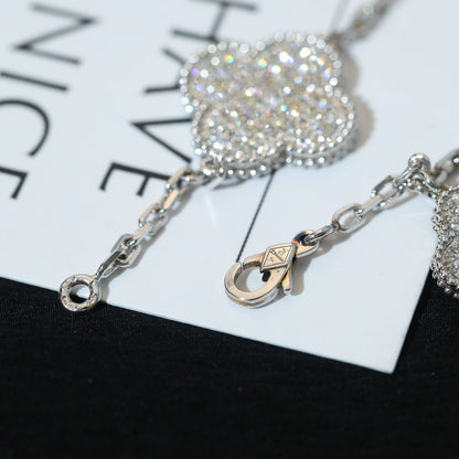 [Amore Jewelry]CLOVER BRACELET 5 MOTIF SILVER DIAMOND PAVED