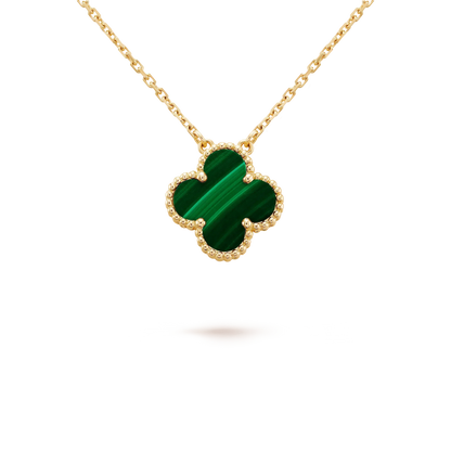 [Amore Jewelry]CLOVER 15MM MALACHITE SINGLE FLOWER  NECKLACE