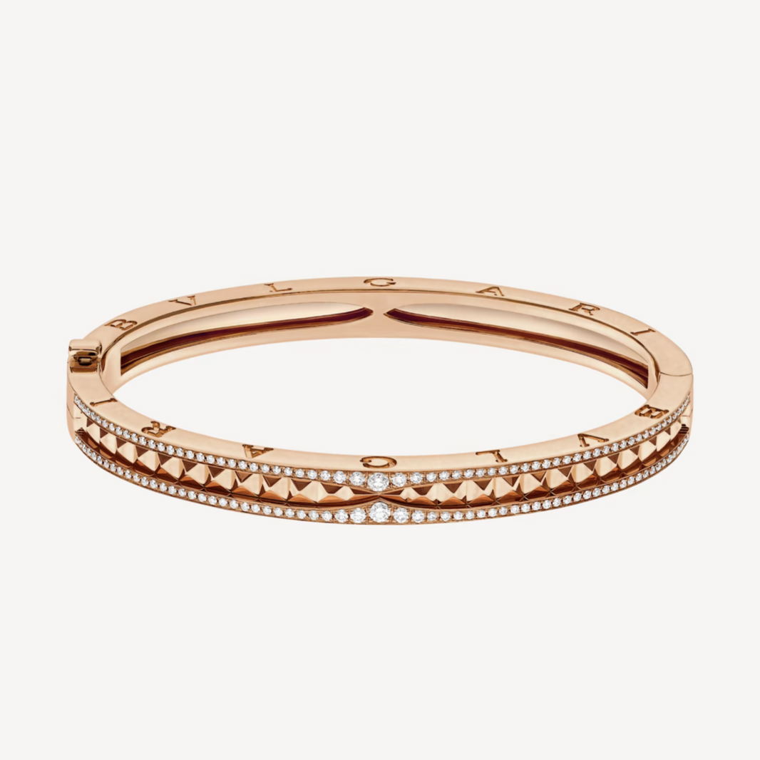 [Amore Jewelry]ZERO 1 SPIRAL AND PAVED DIAMOND PINK GOLD BRACELET