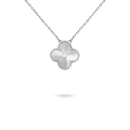 [Amore Jewelry]CLOVER  15MM DIAMOND LASER NECKLACE SILVER