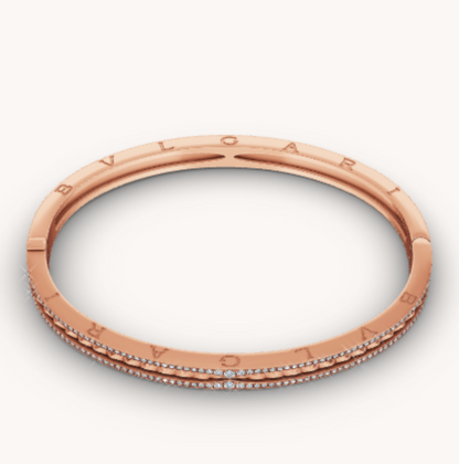 [Amore Jewelry]ZERO 1 SPIRAL AND PAVED DIAMOND PINK GOLD BRACELET