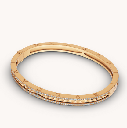[Amore Jewelry]ZERO 1 SPIRAL AND PAVED DIAMOND GOLD BRACELET
