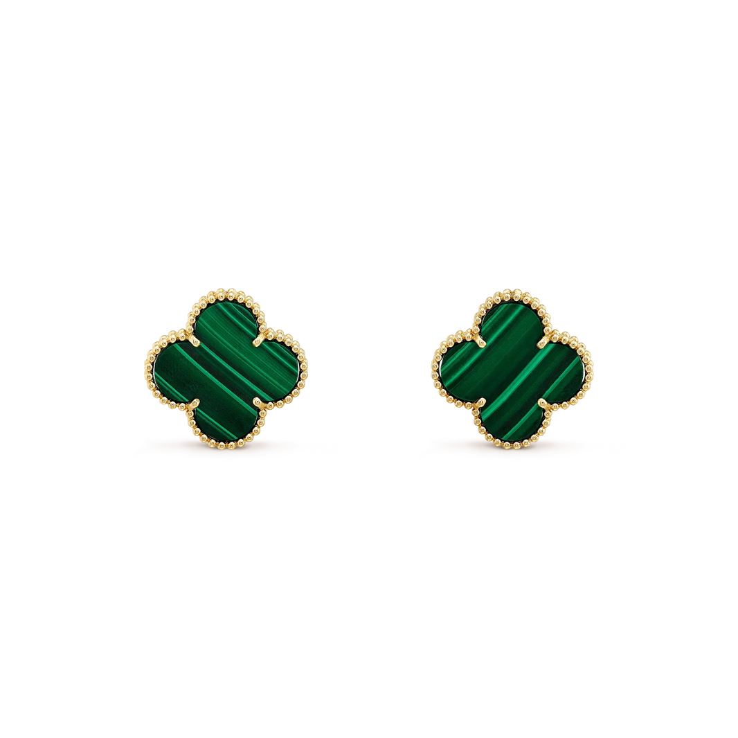 [Amore Jewelry]CLOVER MINI 9.5MM MALACHITE  EARRINGS