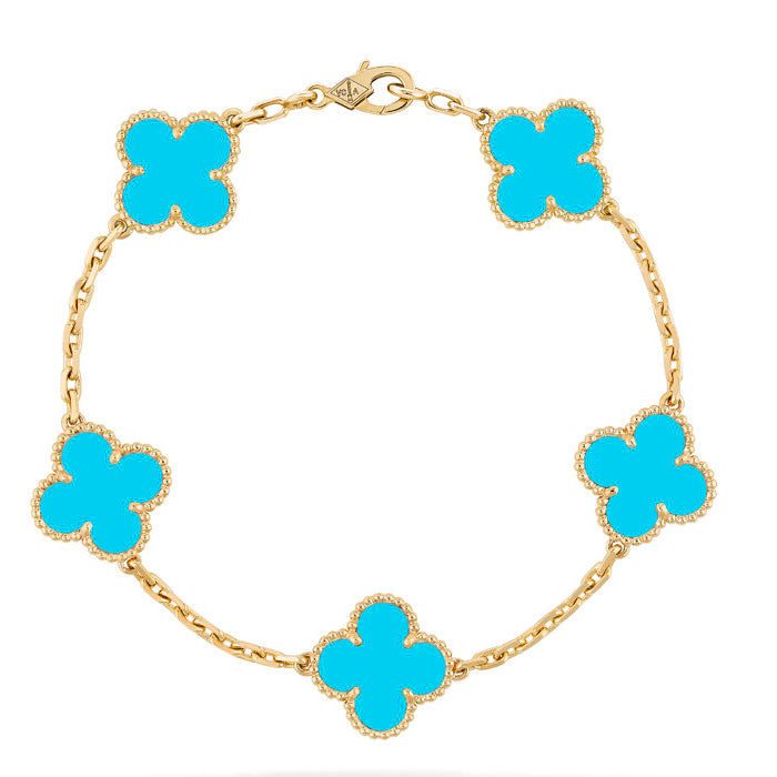 [Amore Jewelry]CLOVER 5 MOTIFS TURQUOISE BRACELET