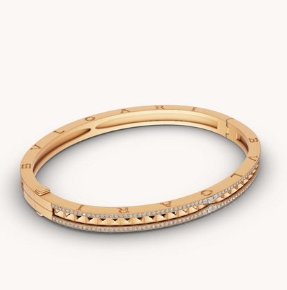 [Amore Jewelry]ZERO 1 SPIRAL AND PAVED DIAMOND GOLD BRACELET