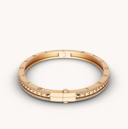 [Amore Jewelry]ZERO 1 SPIRAL AND PAVED DIAMOND GOLD BRACELET