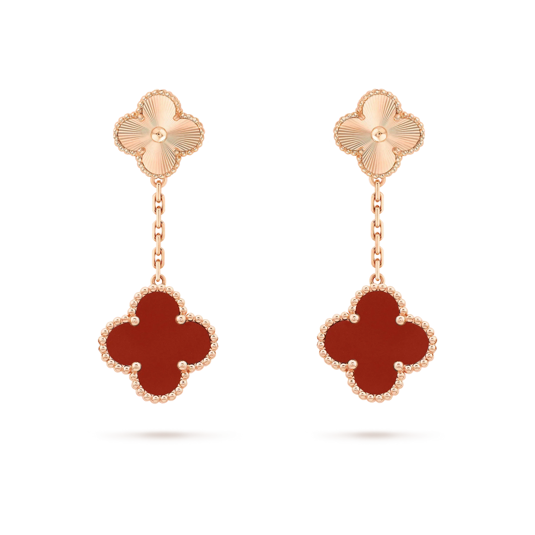 [Amore Jewelry]CLOVER 2 MOTIF  LASER CARNELIAN EARRINGS