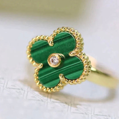 [Amore Jewelry]CLOVER MALACHITE RING GOLD DIAMOND