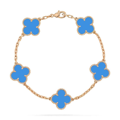 [Amore Jewelry]CLOVER 5 MOTIFS BLUE AGATE BRACELET