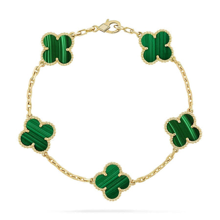 [Amore Jewelry]CLOVER 5 MOTIFS MALACHITE BRACELET
