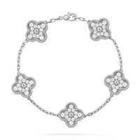 [Amore Jewelry]CLOVER 5 MOTIFS  DIAMOND BRACELET SILVER