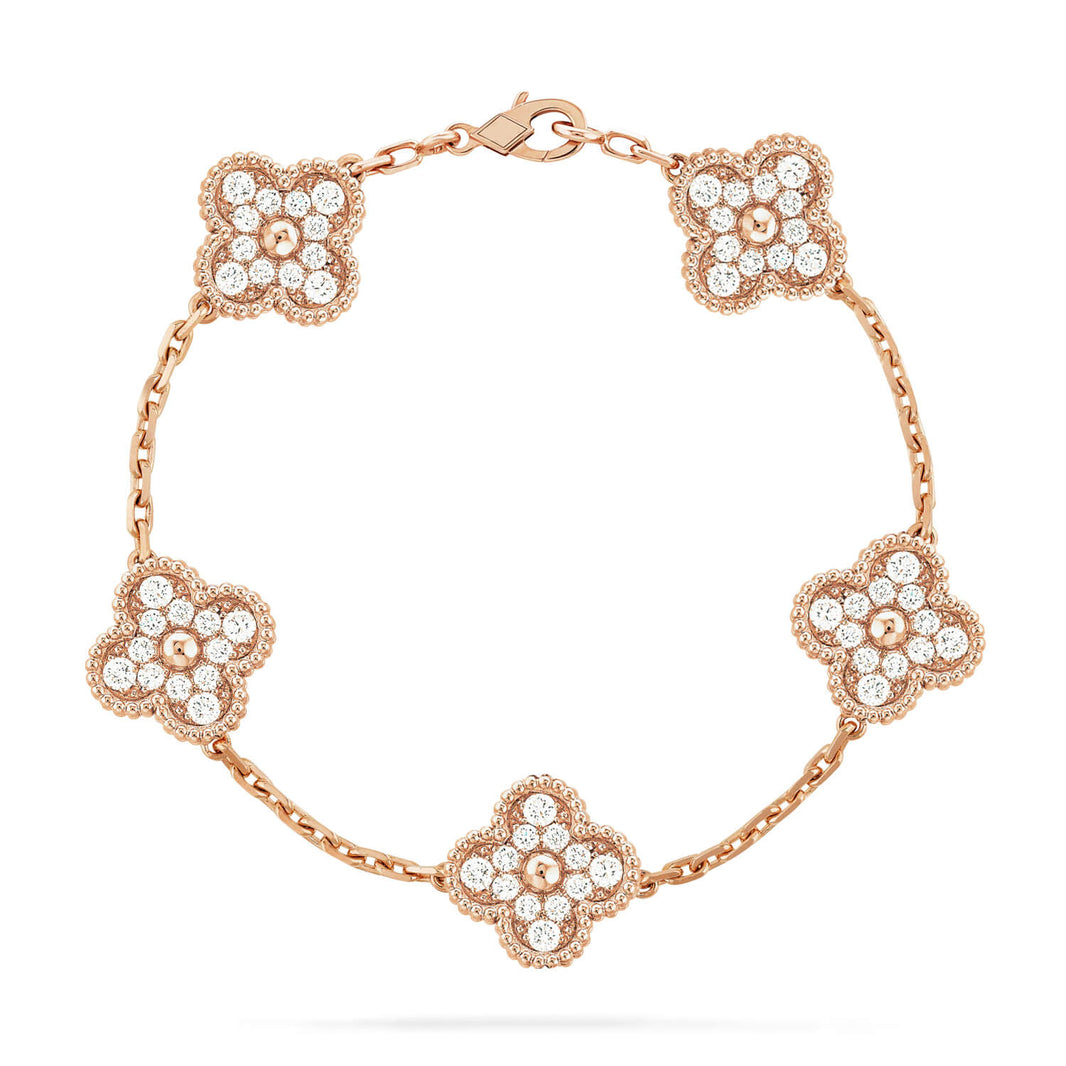 [Amore Jewelry]CLOVER 5 MOTIFS  FULL DIAMOND BRACELET
