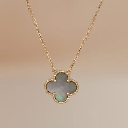 [Amore Jewelry]CLOVER 15MM  GRAY MOTHER OF PEARL NECKLACE