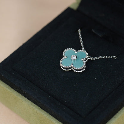 [Amore Jewelry]CLOVER 15MM DIAMOND SVRES PORCELAIN  NECKLACE SILVER