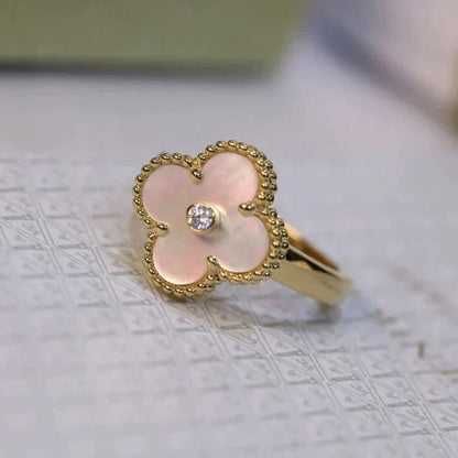 [Amore Jewelry]CLOVER PINK MOP RING GOLD DIAMOND