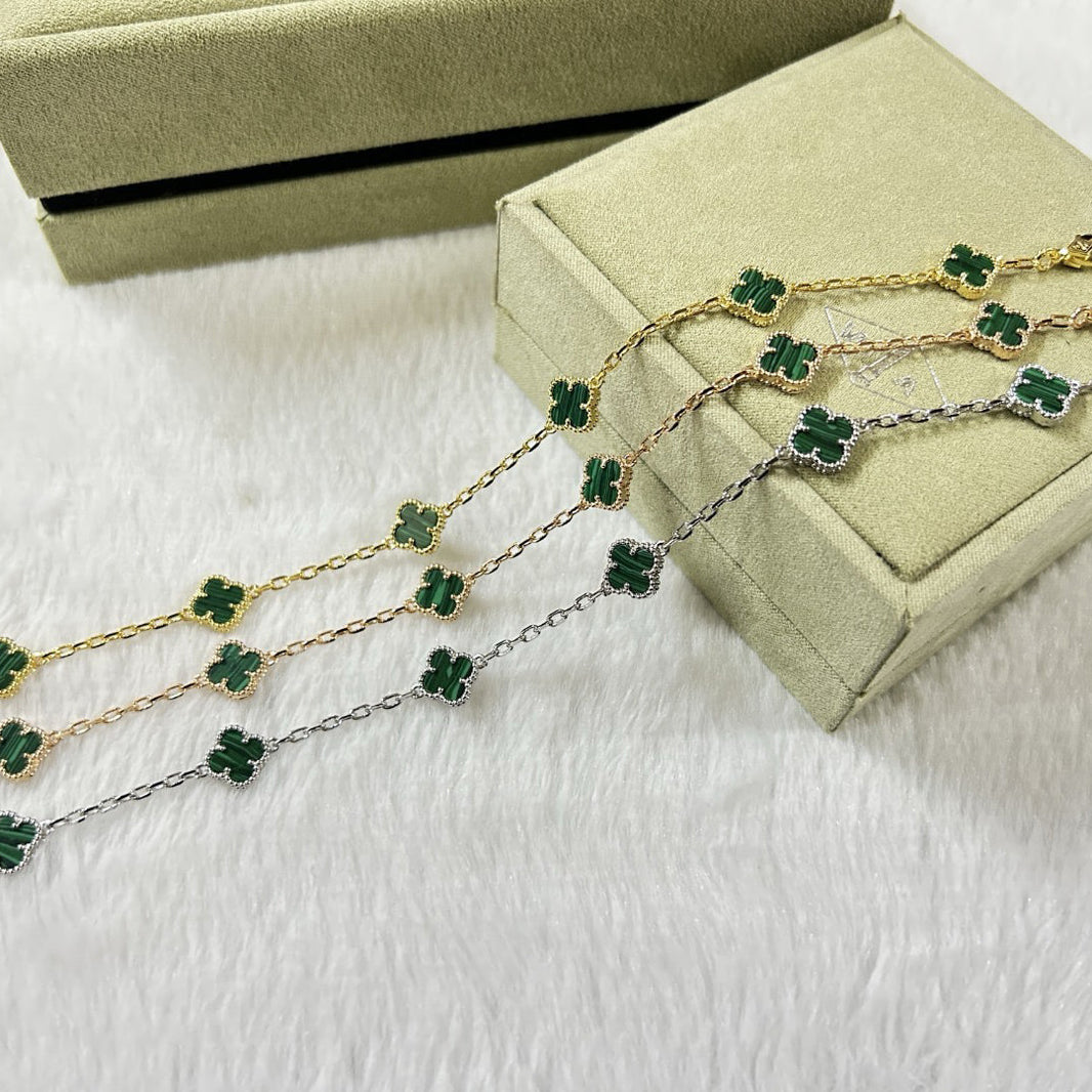 [Amore Jewelry]CLOVER 6 MOTIF MALACHITE BRACELET