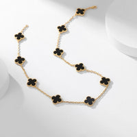 [Amore Jewelry]CLOVER 10 MOTIFS ONYX NECKLACE