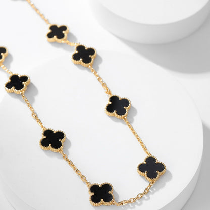 [Amore Jewelry]CLOVER 10 MOTIFS ONYX NECKLACE