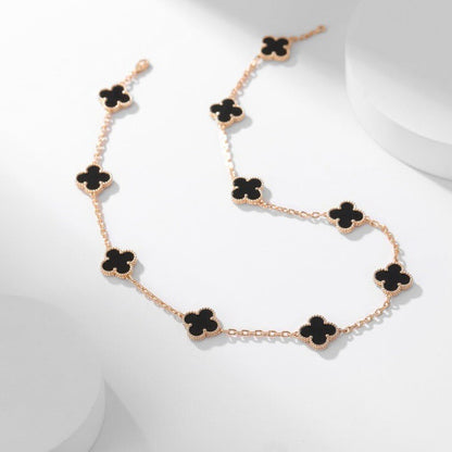 [Amore Jewelry]CLOVER 10 MOTIFS ONYX NECKLACE