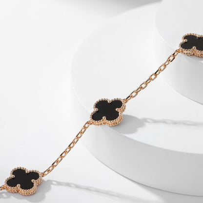 [Amore Jewelry]CLOVER 10 MOTIFS ONYX NECKLACE