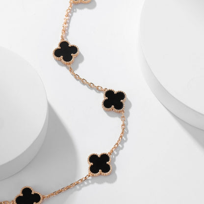 [Amore Jewelry]CLOVER 10 MOTIFS ONYX NECKLACE