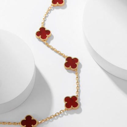 [Amore Jewelry]CLOVER 10 MOTIFS CARNELIAN NECKLACE