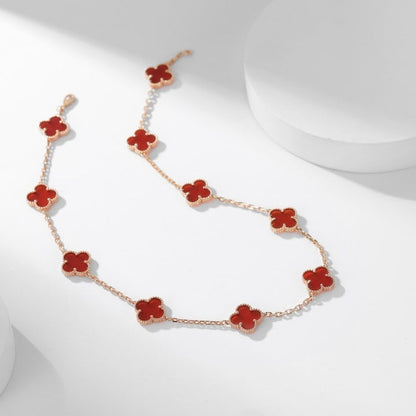[Amore Jewelry]CLOVER 10 MOTIFS CARNELIAN NECKLACE