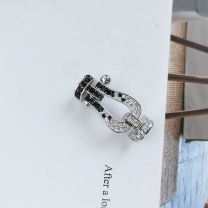 [Amore Jewelry]FORCE LARGE HORSESHOE BLACK WHITE DIAMOND BRACELET ROSE GOLD