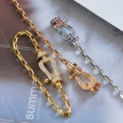 [Amore Jewelry]FORCE LARGE HORSESHOE CLASP  METAL BRACELET