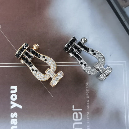 [Amore Jewelry]FORCE LARGE HORSESHOE BLACK WHITE DIAMOND BRACELET SILVER