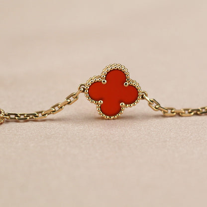 [Amore Jewelry]CLOVER 5 MOTIFS RED AGATE  BRACELET