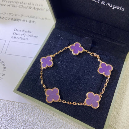 [Amore Jewelry]CLOVER  5 MOTIFS  PURPLE VIOLET BRACELET