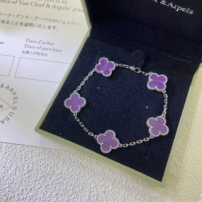 [Amore Jewelry]CLOVER  5 MOTIFS  PURPLE VIOLET BRACELET