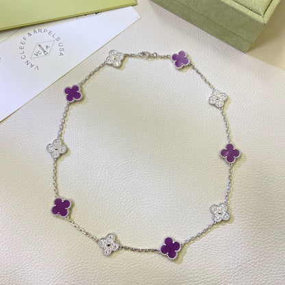 [Amore Jewelry]CLOVER 10 MOTIFS  PURPLE VIOLET DIAMOND NECKLACE