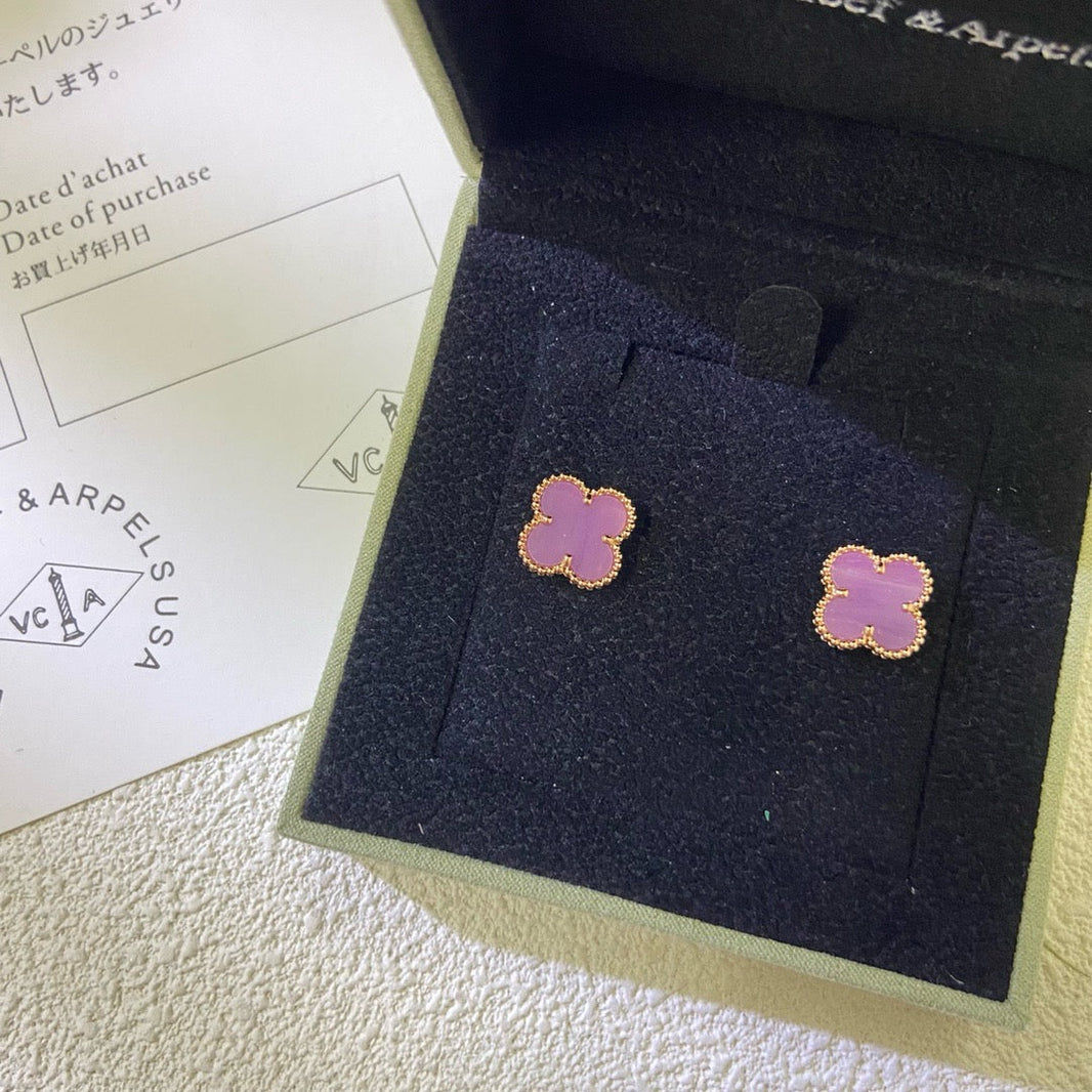 [Amore Jewelry]CLOVER MINI 9.5MM  PURPLE VIOLET EARRINGS